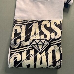 Classy Chaos White and Black Graphic T-Shirt